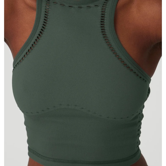 COPY - Alo yoga seamless open air racer back tank in dark cactus green XS - Picture 1 of 4